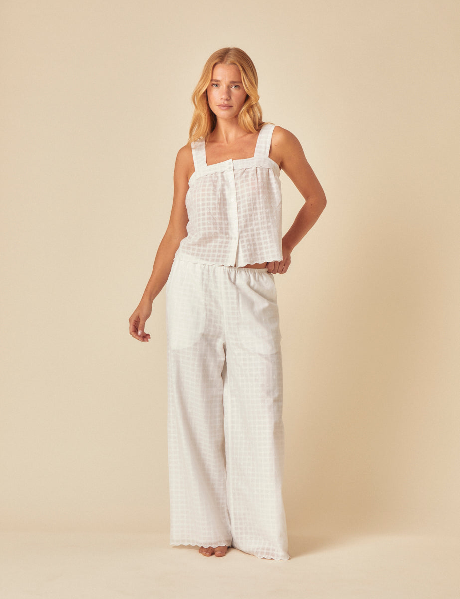 Secondary image ofWhite Broderie Anglaise Pyjama Top